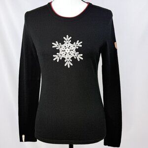 Meister Women’s Noel Snowflake Crew Neck Sweater in Black, Small